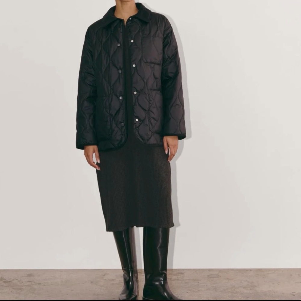 Everlane Quilted Ranch Jacket Chore Barn Corduroy Collar Black Size M - Picture 2 of 9